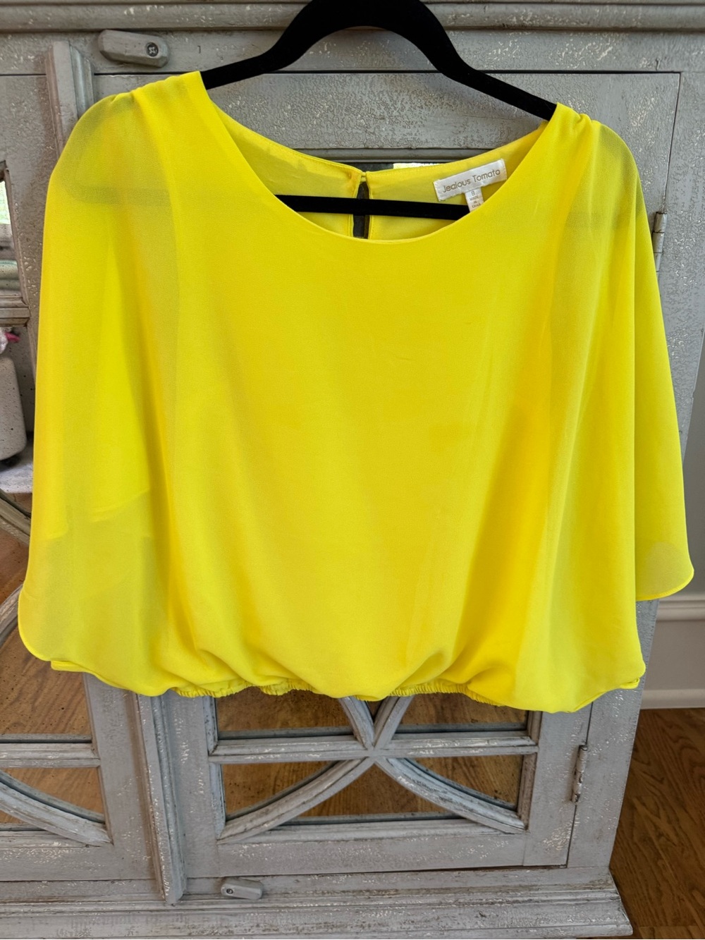 Jealous Tomato Neon Yellow Flutter Sleeve Blouse